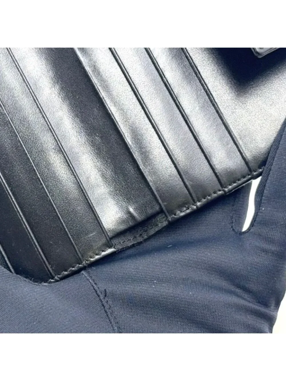 Bvlgari Lettere Logo Mania Leather Denim Navy Black Bifold Wallet Silver